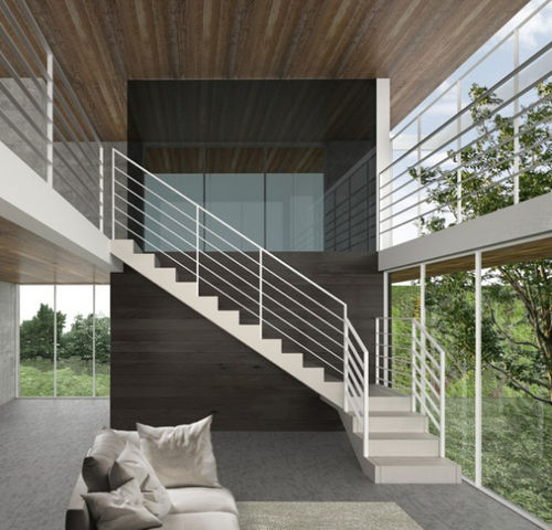 Viertelgewendelte Treppe - La Maestria - Holzstufen / mit Holzstruktur / modern