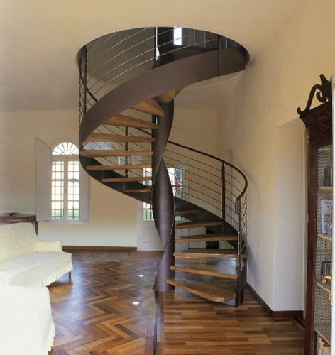 Wendeltreppe - LOFT - La Maestria - Holzstufen / mit Stahlstruktur / modern