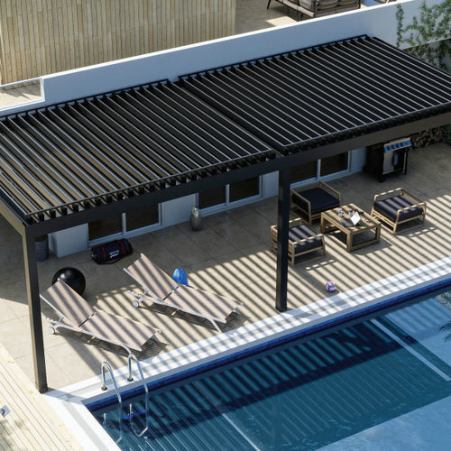 Selbsttragende Pergola - SKLOUNGE - PERGOLA AS - Aluminium / Edelstahl / Faltdach