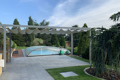 Selbsttragende Pergola - TOSCANA - PERGOLA AS - Aluminium / mit Stoffüberdachung / einziehbar