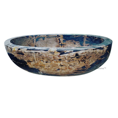 Ovale Badewanne - LIGNUM - Lux4home™ - freistehend / für Wohnungen / versteinertes Holz