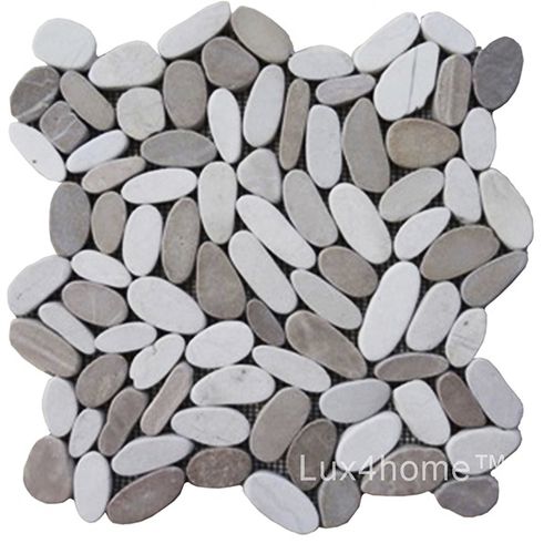 Rundkies für Terrasse - MIX WHITE & TAN - Lux4home™ - für Fußboden / für Bad / für Fassaden