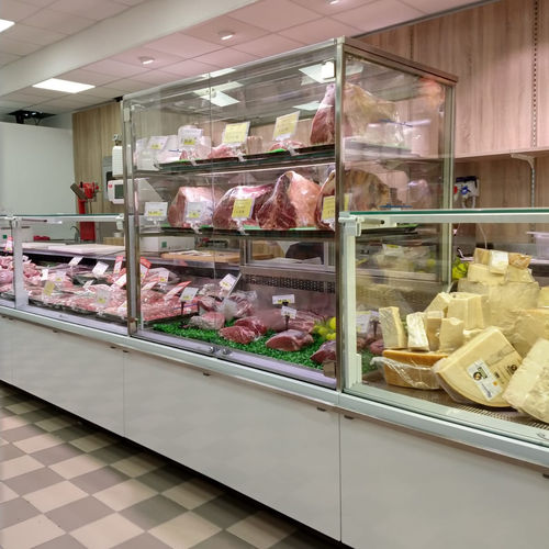 Verkaufskühlvitrine - SHAPE M PRISME - Bonnet Neve  - für Einzelhandel / mit Tür / mit Licht