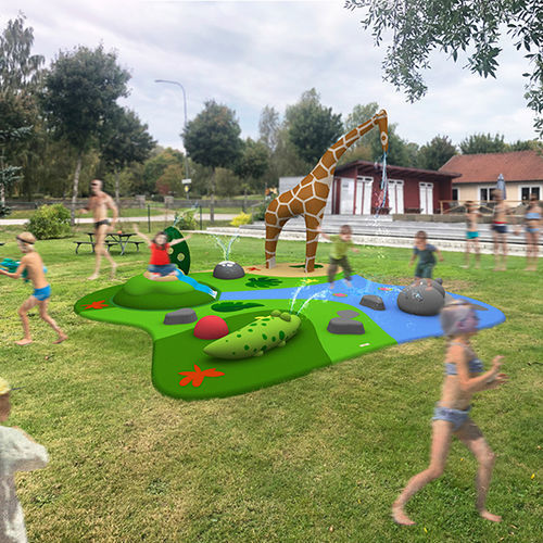 Spielplatzgerät für Aquapark - 20 SQM JUNGLE  - Rodeco AB  - interaktiv / Wasserstrahl / mit Skulptur