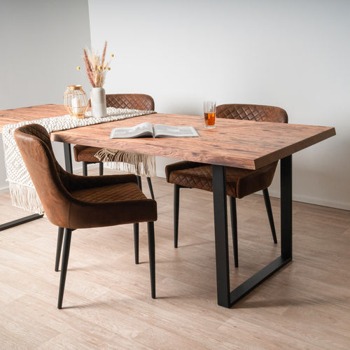 Moderner Esstisch - SUN WOOD ALTHOLZTISCH - MODELL TIROL 02 - SUN WOOD by Stainer - Holz / Gestell aus Metall / rechteckig