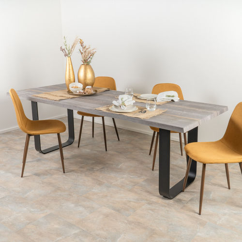 Moderner Esstisch - SUN WOOD ALTHOLZTISCH - MODELL SILBERMINE 05 - SUN WOOD by Stainer - Holz / Gestell aus Metall / rechteckig