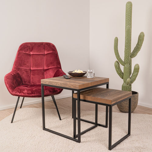 Moderner Couchtisch - HOHE TAUERN 58 - SUN WOOD by Stainer - Holz / Gestell aus Metall / quadratisch