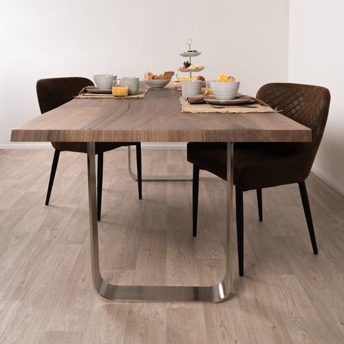 Moderner Esstisch - SUN WOOD : NUSS EUROPA 107 - SUN WOOD by Stainer - Massivholz / Gestell aus Metall / rechteckig