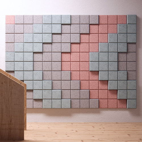 Wandmontierte Akustikplatte - PIXEL - BAUX - Holzwolle / quadratisch / für Büro