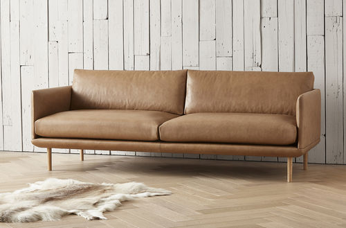 Modernes Sofa - LINGER - stoubystouby - Stoff / Leder / braun