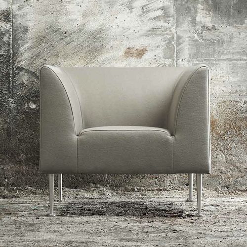 Moderner Sessel - CUBO - stoubystouby - Leder / Stoff / grau