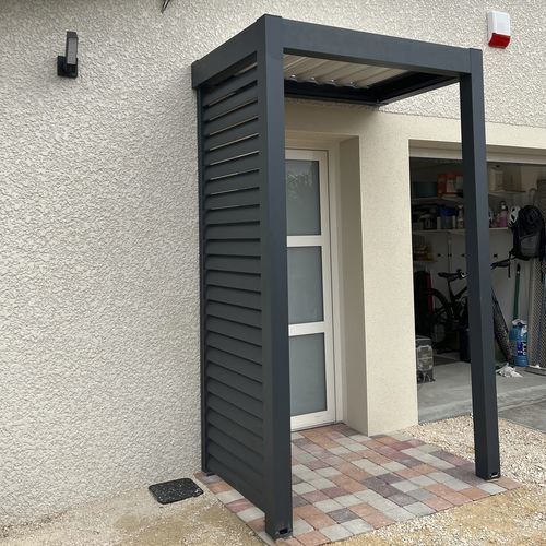 Vordach für Tür - SPR03 - AXIUM solutions aluminium - Aluminium / mit Aluminiumabdeckung / flach