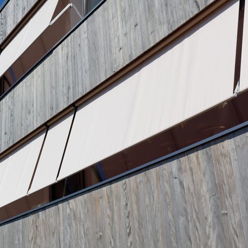 Jalousie für Fenster - AM 95 / AM 150 - Schenker Stores - Aluminium / Stoff / für Außenbereich