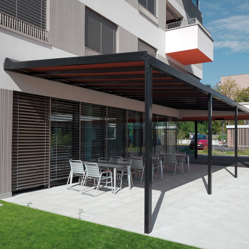 Vordach für Terrasse - TD 2 - Schenker Stores - Aluminium / Tuch / Glas