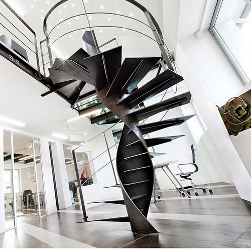 Wendeltreppe - ETIKA : TWO RODS - Officine Sandrini - Metallstufen / mit Metallstruktur / für Privatgebrauch