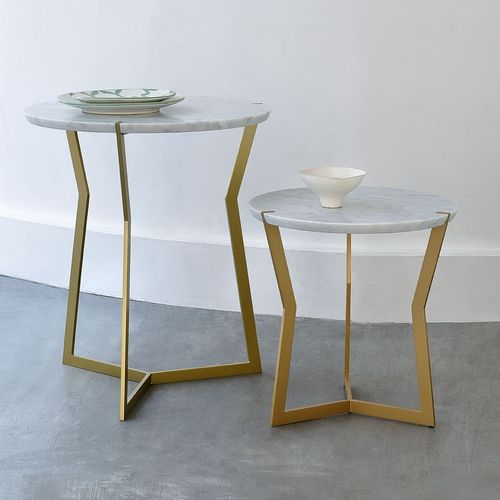 Moderner Beistelltisch - STAR - Coedition - Marmor / Gestell aus lackiertem Metall / Gestell aus Bronze