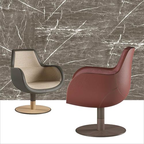 Moderner Sessel - DEKA  - DIMENSIONE CHI WING LO - Leder / Eiche / Metall