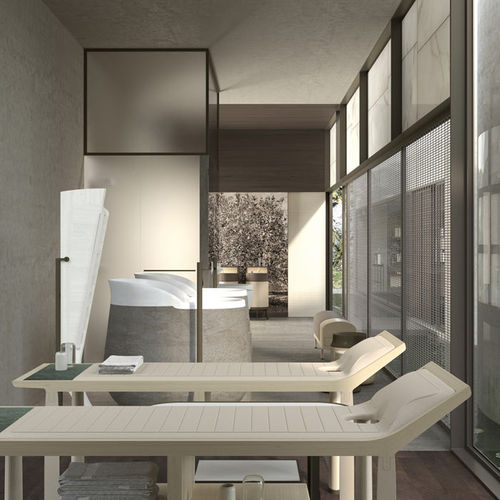 Stationäre Massageliege - VASI  - DIMENSIONE CHI WING LO - Natureiche / Stoff / Leder