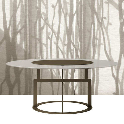 Moderner Tisch - OLOS - DIMENSIONE CHI WING LO - Glas / Stoff / Gestell aus Metall