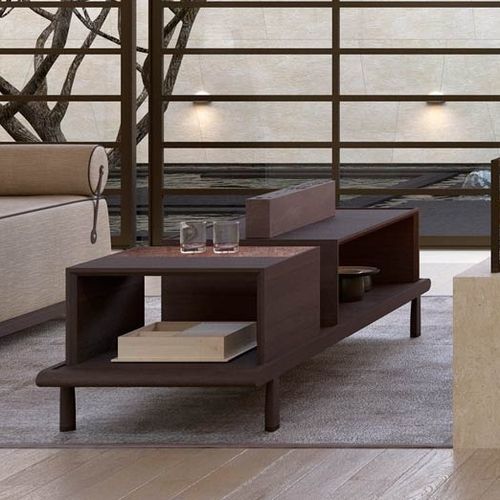 Moderner Couchtisch - KYVO - DIMENSIONE CHI WING LO - Natureiche / Sucupira / Gestell aus Holz