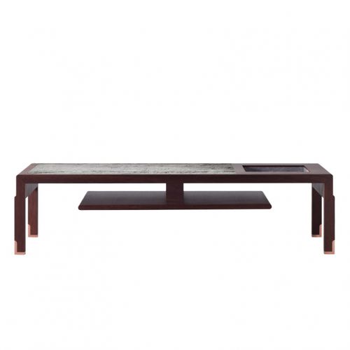 Moderner Couchtisch - GAIA - DIMENSIONE CHI WING LO - Sucupira / Naturstein / Gestell aus Holz
