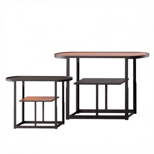 Moderner Beistelltisch - PERI - DIMENSIONE CHI WING LO - lackiertes Holz / Gestell aus hochglanzlackiertem Holz / oval