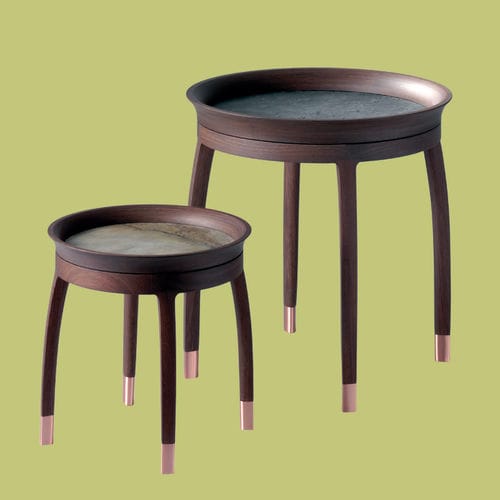 Moderner Beistelltisch - NOTA - DIMENSIONE CHI WING LO - Holzfurnier / Sucupira / Leder