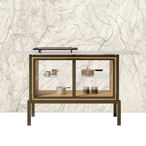 Modernes Sideboard - NERA - DIMENSIONE CHI WING LO - Natureiche / Sucupira / Metall
