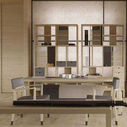Modernes Regal - AVRA - DIMENSIONE CHI WING LO - Sucupira / Metall / Leder