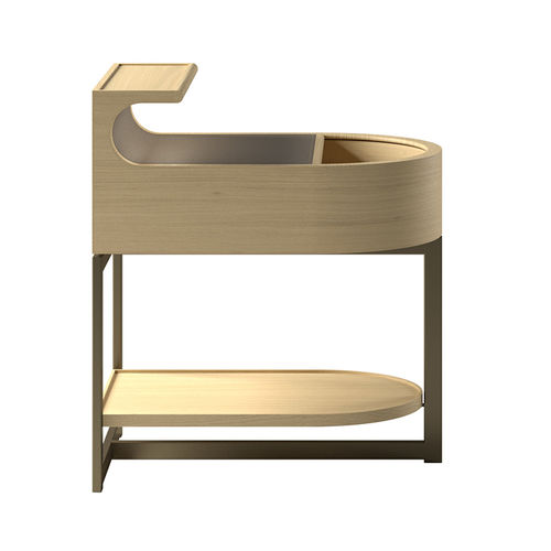Moderner Nachttisch - PLAI  - DIMENSIONE CHI WING LO - Leder / Gestell aus Holz / mit Stauraum