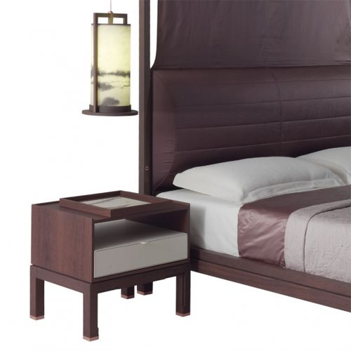 Moderner Nachttisch - IDYS - DIMENSIONE CHI WING LO - Sucupira / Leder / Naturstein