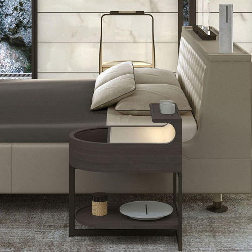 Moderner Nachttisch - PLAI - DIMENSIONE CHI WING LO - Natureiche / Sucupira / Leder