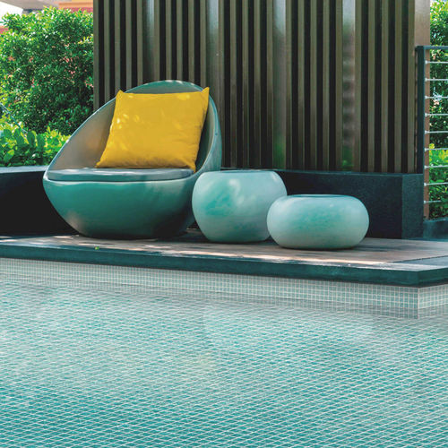 Glasmosaikfliese - ONDAS ESMERALDA - Mosavit - Hochglanz / für Pool / Boden