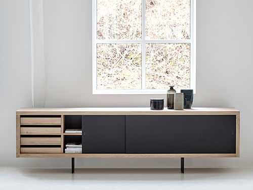 Modernes Sideboard - GRAND - DK3 - Eiche / Nussbaum / Stahl