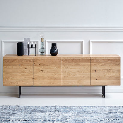 Modernes Sideboard - RABA - DK3 - Eiche / Nussbaum / pulverbeschichteter Stahl