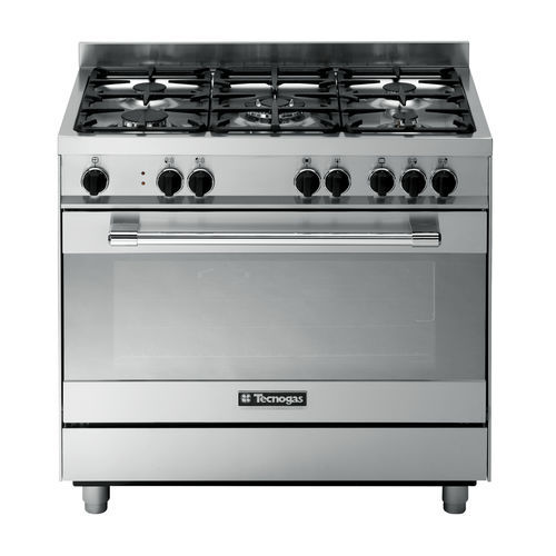 Gasherd - PTV998XS - Tecno SpA - mit 5 Kochfeldern / mit 1 Ofen / silberfarben