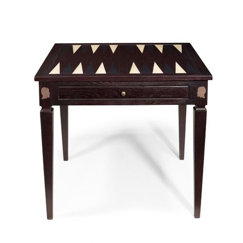 Backgammon-Tisch / Louis XVI - SARTRE - Oficina Inglesa - für Privatgebrauch / Leder / Mahagoni