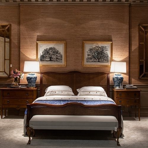 Doppelbett - CANED - Oficina Inglesa - King Size / Einpersonen / Louis XV