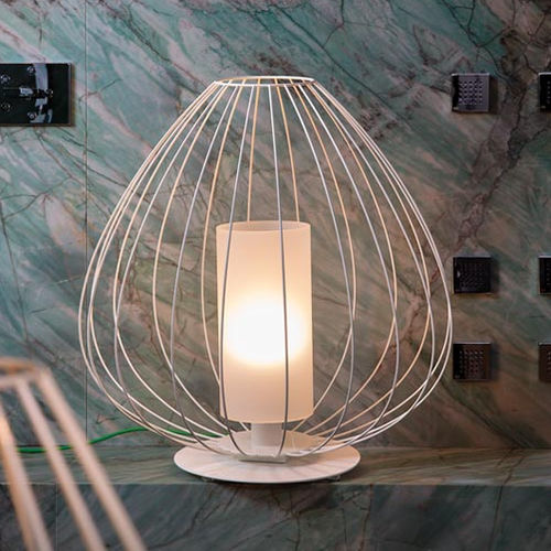 Tischlampe - CELL - KARMAN - Leinen / Methacrylat / modern