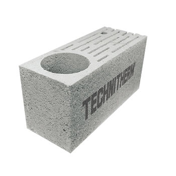 Leichtgewichtiger Betonstein - Technitherm - erdbebensicher / Eck / Beton block Dünnbettverfahren