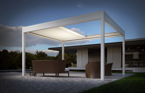 Selbsttragende Pergola - ARMONIA AUTOPORTANTE - DIRELLO S.R.L - Aluminium / mit Stoffüberdachung / PVC Faltdach