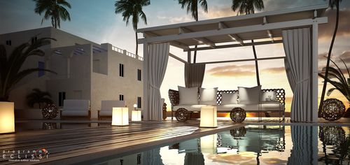 Selbsttragende Pergola - ECLISSI - DIRELLO S.R.L - Aluminium / mit Sonnenschutzlamellen / maßgefertigt