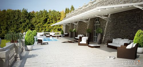 Angebaute Pergola - FLY - DIRELLO S.R.L - Aluminium / Edelstahl / PVC Faltdach