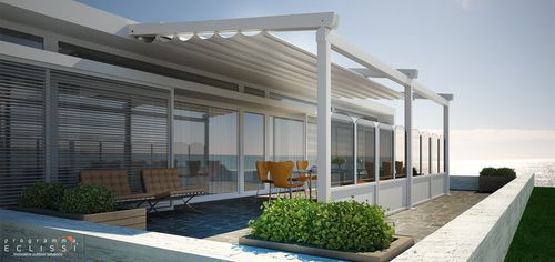 Angebaute Pergola - STAR - DIRELLO S.R.L - Aluminium / PVC Faltdach / modulierbar
