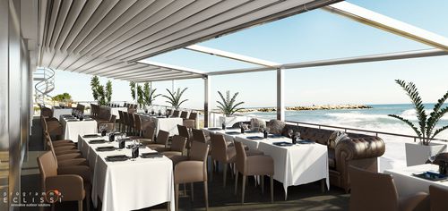 Angebaute Pergola - IMPERIUM - DIRELLO S.R.L - Aluminium / PVC Faltdach / modulierbar