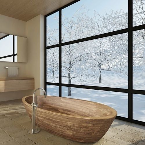 Ovale Badewanne - BAIA - MICHOR - freistehend / für Wohnungen / Eiche