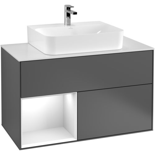 Wandhängender Waschtisch-Unterschrank - FINION : F11 - Villeroy & Boch - lackiertes Holz / modern / mit Schubladen