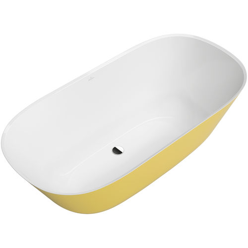 Ovale Badewanne - THEANO: UBQ155ANH7F2BCV - Villeroy & Boch - freistehend / Acryl / Quartzkomposit