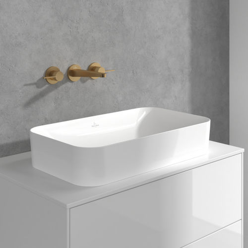 Einhebelmischer für Waschtisch - CONUM : TVW127002000XX - Villeroy & Boch - wandmontiert / Messing / für Badezimmer