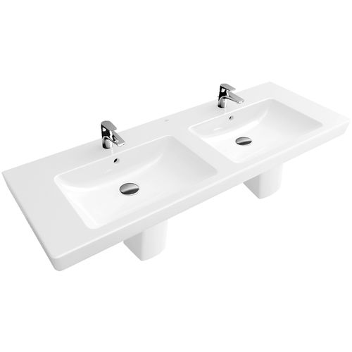 Wand-Waschbecken - SUBWAY 2.0: 7175D0 - Villeroy & Boch - Porzellan / mit integrierter Waschtischplatte / doppelt